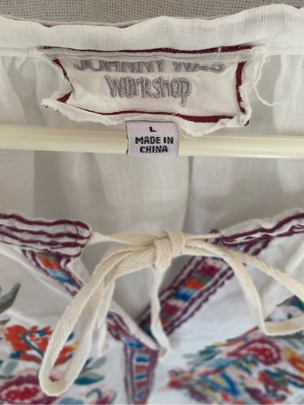 NWOT Johnny Was white Allegra peasant blouse colorful floral embroidery size L - Picture 6 of 16